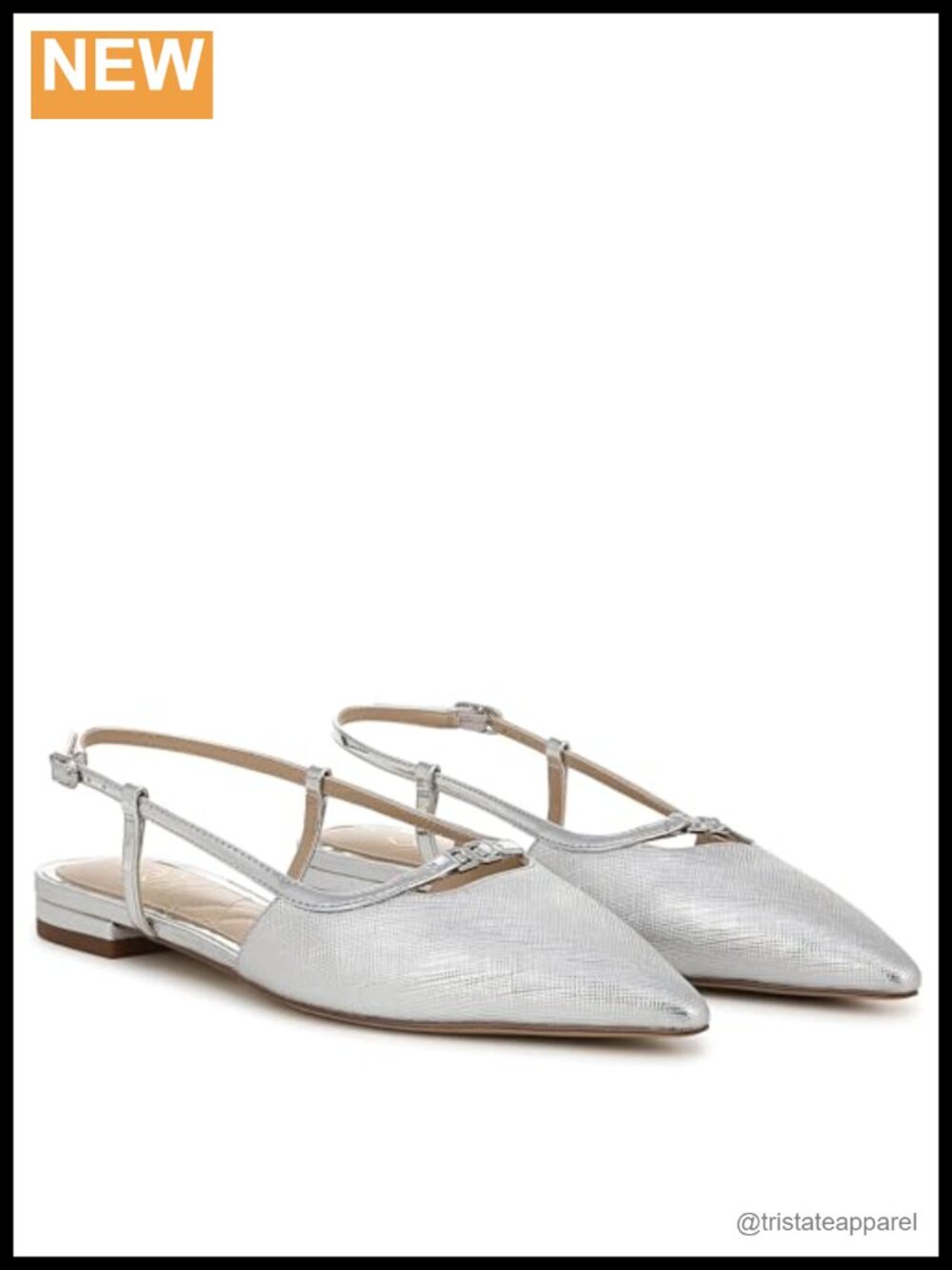 Pointed Toe Slingback Flats with Buckle Closure